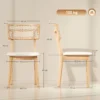 Eetkamerstoel, rattan rugleuning, kunstleder zitting, rubberhout, natuurhout 4