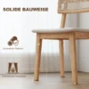 Eetkamerstoel, rattan rugleuning, kunstleder zitting, rubberhout, natuurhout 7