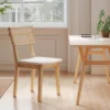 Eetkamerstoel, rattan rugleuning, kunstleder zitting, rubberhout, natuurhout 9