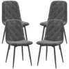 Eetkamerstoelen, set van 4 keukenstoelen met rugleuning, fluweelachtige uitstraling, gestoffeerde stoelen met metalen poten, voor eettafel, grijs 1