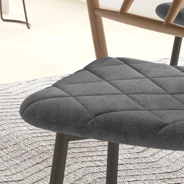 Eetkamerstoelen, set van 4 keukenstoelen met rugleuning, fluweelachtige uitstraling, gestoffeerde stoelen met metalen poten, voor eettafel, grijs 10