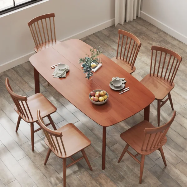 Eettafel, massief grenenhout, gelakte oppervlakte, 150 x 80 cm, bruin 5