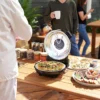 Elektrische pizzaoven 430 ℃, 1200 watt pizzabakker met 30cm steenplaat timer kijkvenster roestvrij staal zwart 10