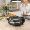 Elektrische pizzaoven 430 ℃, 1200 watt pizzabakker met 30cm steenplaat timer kijkvenster roestvrij staal zwart 4