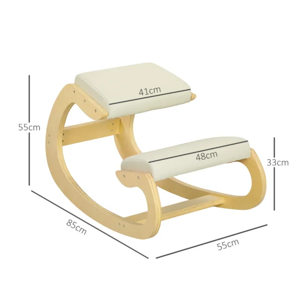 Ergonomische, schommelende knie kruk voor thuiskantoor, ter verbetering van de lichaamshouding, crème 4