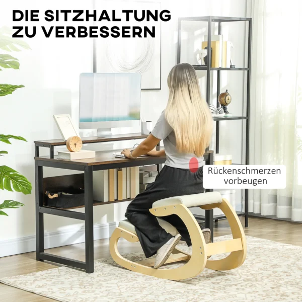 Ergonomische, schommelende knie kruk voor thuiskantoor, ter verbetering van de lichaamshouding, crème 5