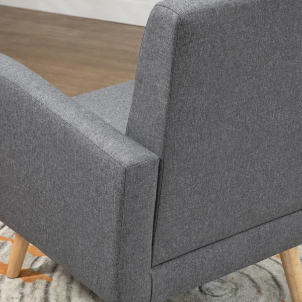 Fauteuil in scandinavisch ontwerp, accentstoel, knoopstiksels, natuur + lichtgrijs 10