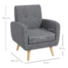 Fauteuil in scandinavisch ontwerp, accentstoel, knoopstiksels, natuur + lichtgrijs 4