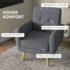 Fauteuil in scandinavisch ontwerp, accentstoel, knoopstiksels, natuur + lichtgrijs 5
