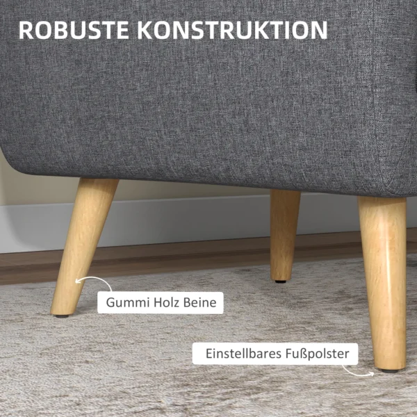 Fauteuil in scandinavisch ontwerp, accentstoel, knoopstiksels, natuur + lichtgrijs 6