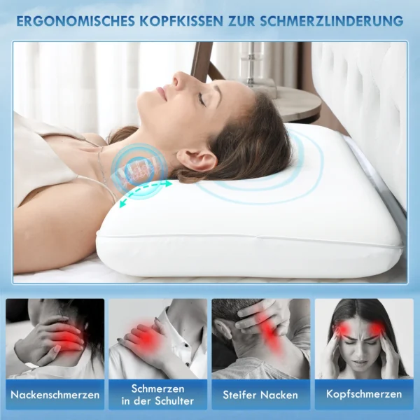 Geheugenschuim kussen hoofdkussen, neksteunkussen met afneembare hoes ergonomisch 60 x 40 cm, crèmewit 6