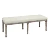 Gestoffeerde bank vintage bedbank met knoppen fluweelachtige aanraking rubberhout beige 142 x 47 x 51 cm 1