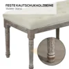 Gestoffeerde bank vintage bedbank met knoppen fluweelachtige aanraking rubberhout beige 142 x 47 x 51 cm 6