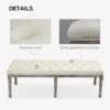 Gestoffeerde bank vintage bedbank met knoppen fluweelachtige aanraking rubberhout beige 142 x 47 x 51 cm 7
