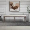 Gestoffeerde bank vintage bedbank met knoppen fluweelachtige aanraking rubberhout beige 142 x 47 x 51 cm 8