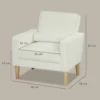 Gestoffeerde fauteuil met armleuningen, kantelbare rugleuning, rubberhouten poten, crème wit 4