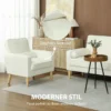 Gestoffeerde fauteuil met armleuningen, kantelbare rugleuning, rubberhouten poten, crème wit 7