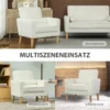 Gestoffeerde fauteuil met armleuningen, kantelbare rugleuning, rubberhouten poten, crème wit 9