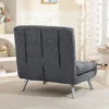 Gestoffeerde fauteuil met bedfunctie, 2 in 1 ontwerp, slaapstoel, logeerbed, stoffen bekleding, met kussen, donkergrijs 10