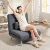 Gestoffeerde fauteuil met bedfunctie, 2 in 1 ontwerp, slaapstoel, logeerbed, stoffen bekleding, met kussen, donkergrijs 2