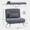 Gestoffeerde fauteuil met bedfunctie, 2 in 1 ontwerp, slaapstoel, logeerbed, stoffen bekleding, met kussen, donkergrijs 4