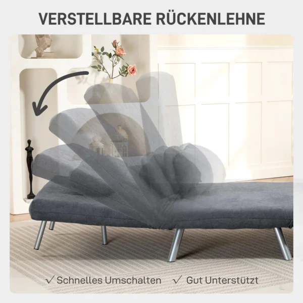 Gestoffeerde fauteuil met bedfunctie, 2 in 1 ontwerp, slaapstoel, logeerbed, stoffen bekleding, met kussen, donkergrijs 6