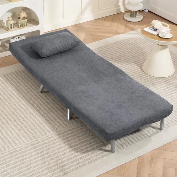 Gestoffeerde fauteuil met bedfunctie, 2 in 1 ontwerp, slaapstoel, logeerbed, stoffen bekleding, met kussen, donkergrijs 9
