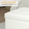 Gestoffeerde kruk met opbergruimte, houten poten, zachte stoffen bekleding, crème wit 6