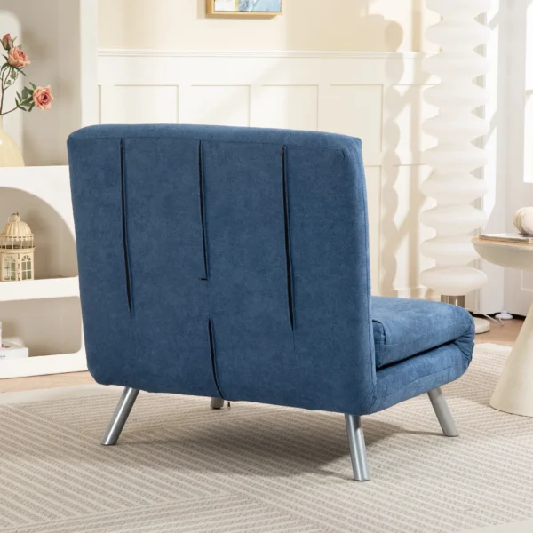 Gestoffeerde stoel met bedfunctie, 2 in 1 ontwerp, slaapstoel, logeerbed, stoffen bekleding, met kussen, blauw 10