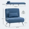 Gestoffeerde stoel met bedfunctie, 2 in 1 ontwerp, slaapstoel, logeerbed, stoffen bekleding, met kussen, blauw 4