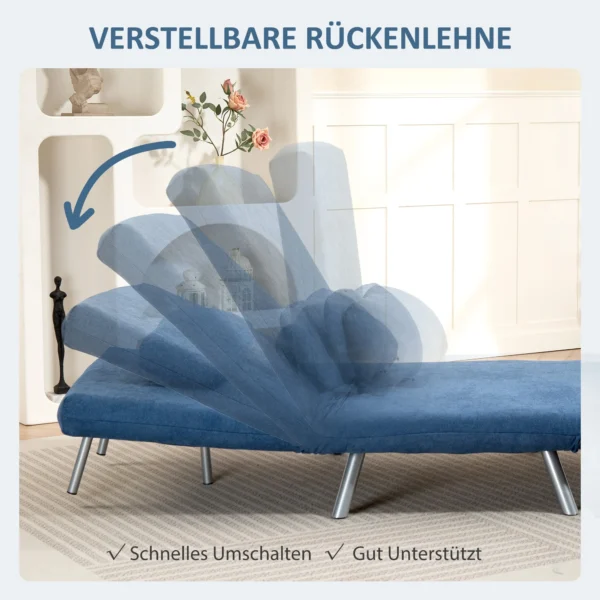 Gestoffeerde stoel met bedfunctie, 2 in 1 ontwerp, slaapstoel, logeerbed, stoffen bekleding, met kussen, blauw 6