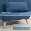 Gestoffeerde stoel met bedfunctie, 2 in 1 ontwerp, slaapstoel, logeerbed, stoffen bekleding, met kussen, blauw 8