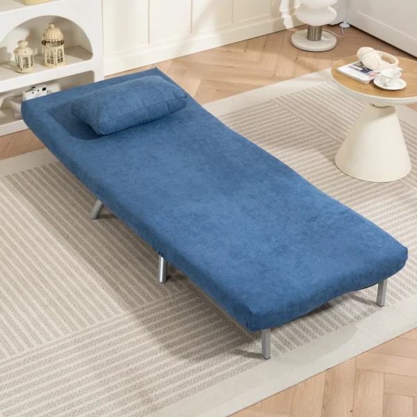 Gestoffeerde stoel met bedfunctie, 2 in 1 ontwerp, slaapstoel, logeerbed, stoffen bekleding, met kussen, blauw 9