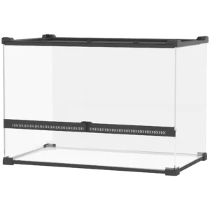 Glazen terrarium voor reptielen, verhoogde & waterdichte bodem, knoopschakelaar 1