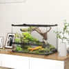 Glazen terrarium voor reptielen, verhoogde & waterdichte bodem, knoopschakelaar 2