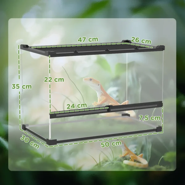 Glazen terrarium voor reptielen, verhoogde & waterdichte bodem, knoopschakelaar 4