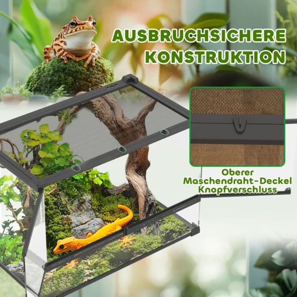 Glazen terrarium voor reptielen, verhoogde & waterdichte bodem, knoopschakelaar 6