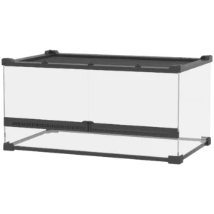 Glazen terrarium voor reptielen, verhoogde & waterdichte bodem, knoopslot 1