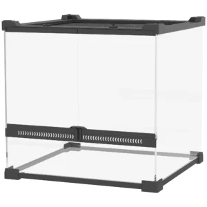 Glazen terrarium voor reptielen, verhoogde & waterdichte bodem, knoopslot 1