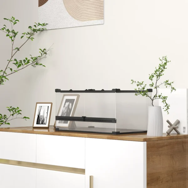 Glazen terrarium voor reptielen, verhoogde & waterdichte bodem, knoopslot 10