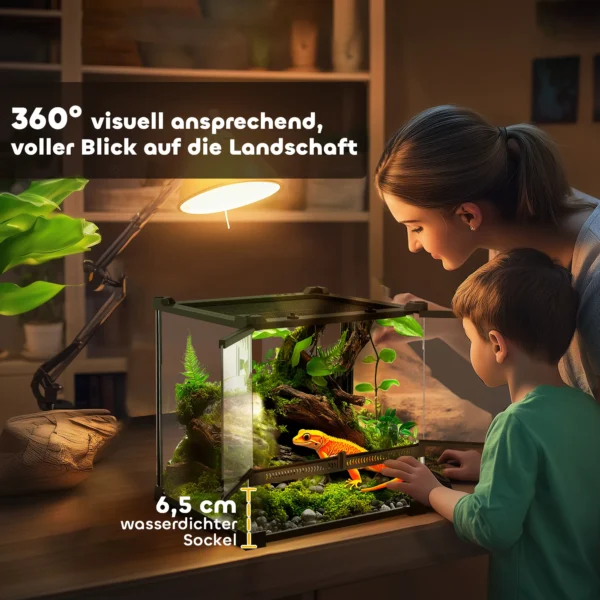 Glazen terrarium voor reptielen, verhoogde & waterdichte bodem, knoopslot 7