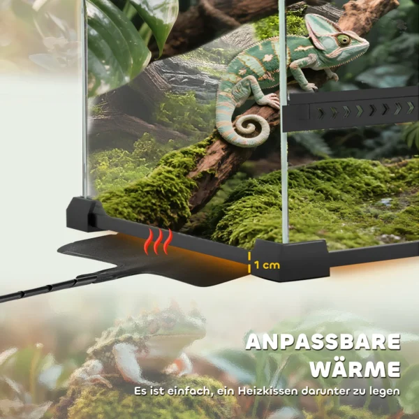 Glazen terrarium voor reptielen, verhoogde & waterdichte bodem, knoopslot 8