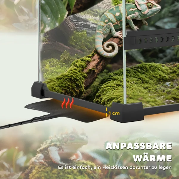 Glazen terrarium voor reptielen, verhoogde & waterdichte bodem, knoopslot 8