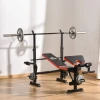 Haltersbank zonder gewichten, verstelbare fitnessbank voor talloze oefeningen, workout station, staal, kunststof, zwart+rood 2