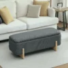 Hocker met opbergruimte, zitbank met schuimvulling, linnenimitatie, 111 x 44 x 44,5 cm, donkergrijs 10
