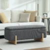Hocker met opbergruimte, zitbank met schuimvulling, linnenimitatie, 111 x 44 x 44,5 cm, donkergrijs 2