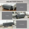 Hocker met opbergruimte, zitbank met schuimvulling, linnenimitatie, 111 x 44 x 44,5 cm, donkergrijs 8