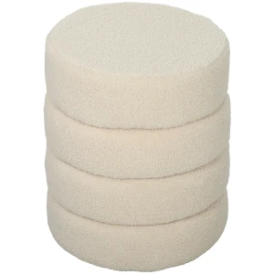 Hocker, rond, teddyfleece, metalen frame, tot 120kg, Φ40x45h cm, beige 1