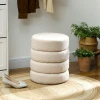 Hocker, rond, teddyfleece, metalen frame, tot 120kg, Φ40x45h cm, beige 2