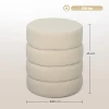 Hocker, rond, teddyfleece, metalen frame, tot 120kg, Φ40x45h cm, beige 4